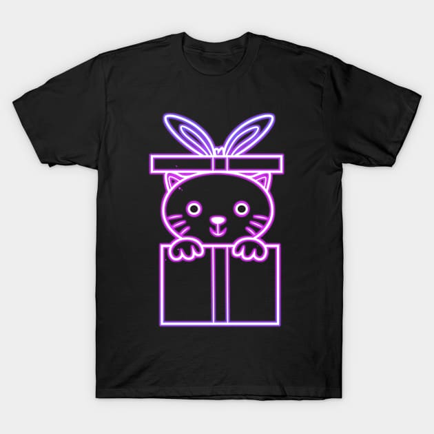 Cat Gift Neon T-Shirt by Imaginbox Studio